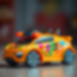 A colorful electric car toy designed for children