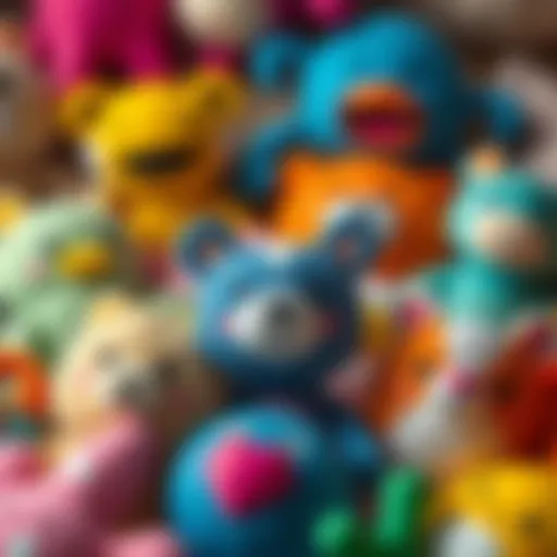 A collection of various soft stress toys showcasing colors and textures.