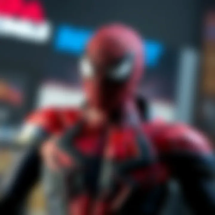 Exploring Costume Materials Detailed view of Spider-Man costume materials