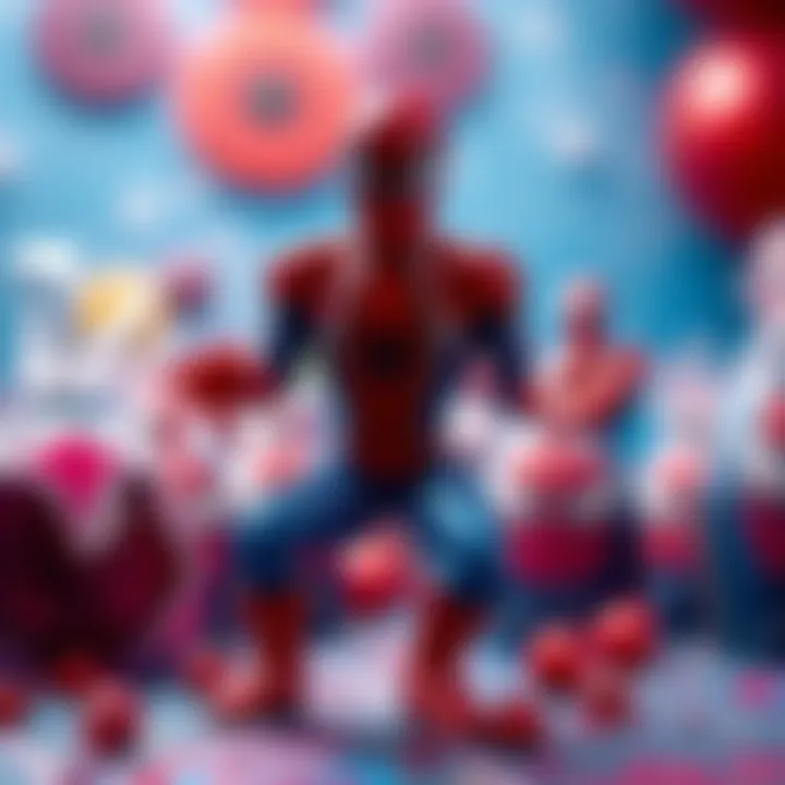 An array of Spider-Man party favors and goodie bags