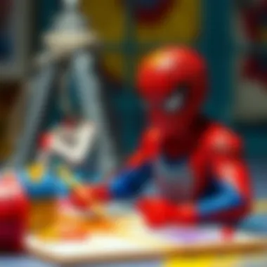 Engaging in Creative Exploration Colorful Spider-Man themed painting activity