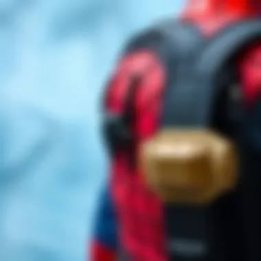 Close-up of Spiderman backpack features