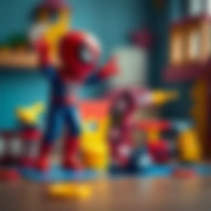 A colorful Spiderman-themed toy set designed for children