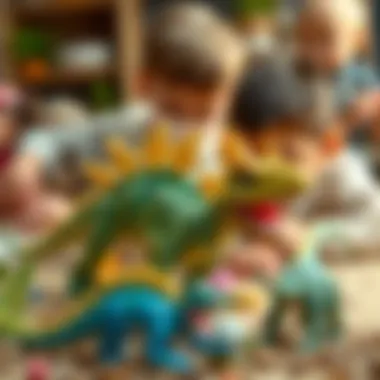 Children's Imaginative Play with Spinosaurus Children engaging in imaginative play with Spinosaurus figures
