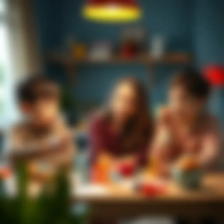 Educational Family Games Family engaging in educational stress games