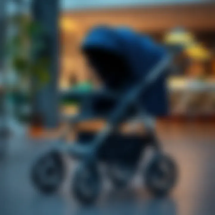 Style Meets Functionality Stylish design of a large wheeled stroller showcased in a modern setting