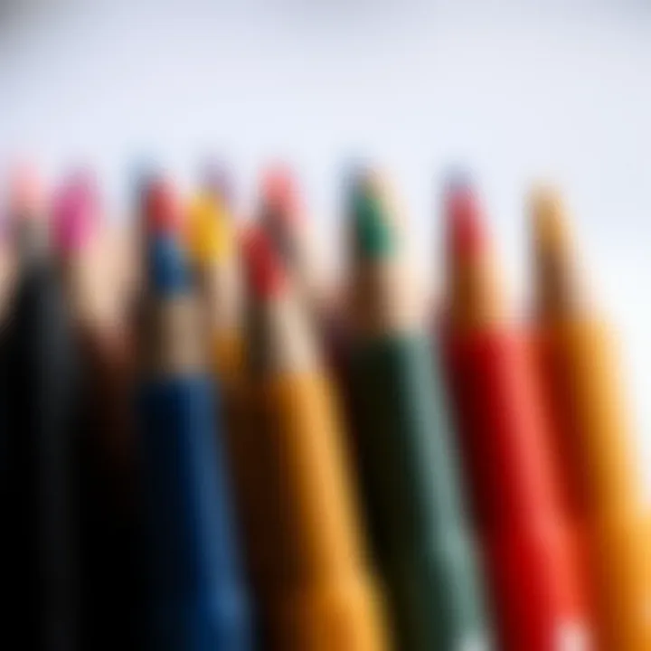 Close-up of water-based markers showcasing their fine tips.