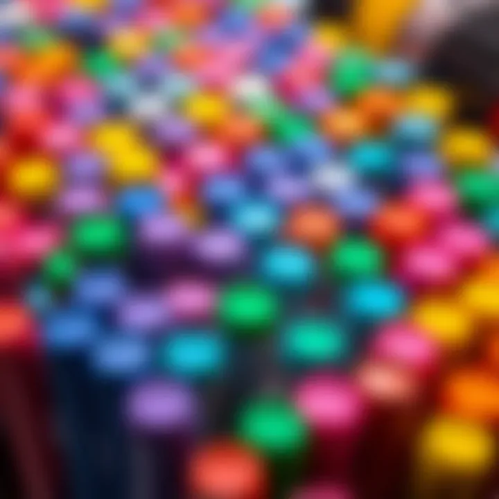 A vibrant array of water-based markers in various colors.