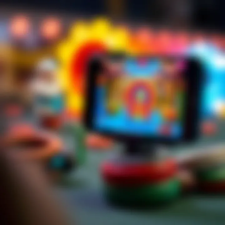 A smartphone displaying an interactive app related to ring toss games.