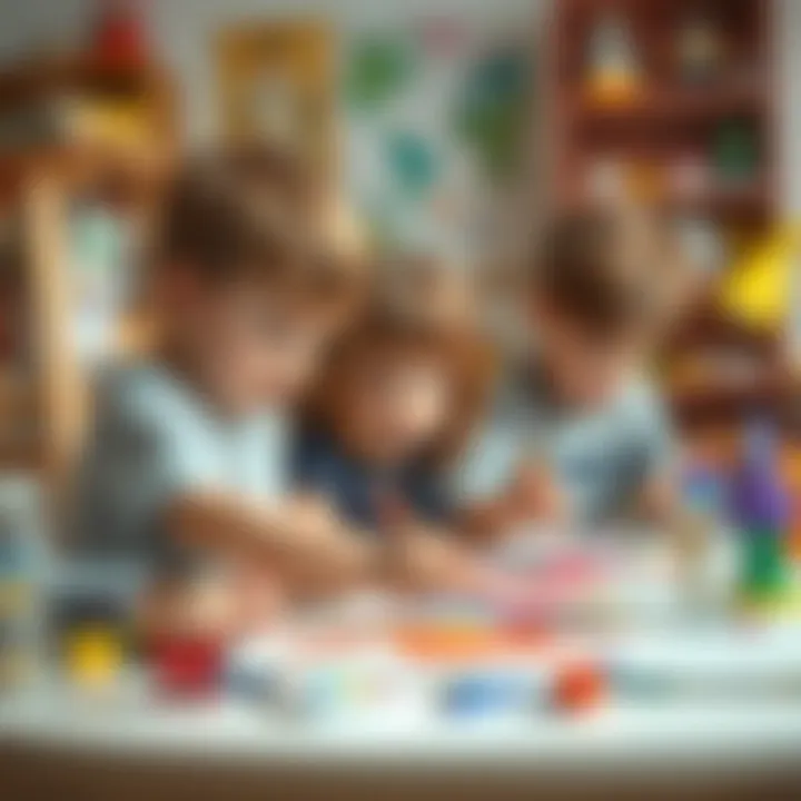 Children engaged in a creative painting session
