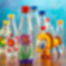 Colorful painted water bottles showcasing creativity
