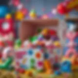 A vibrant surprise box filled with colorful toys