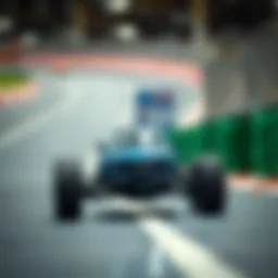 Remote-controlled car in action on a track