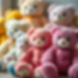 A collection of soft teddy bears in various colors and sizes.