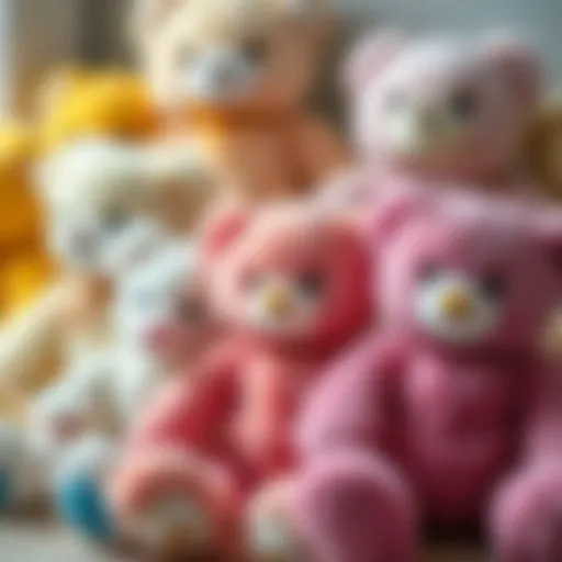 A collection of soft teddy bears in various colors and sizes.