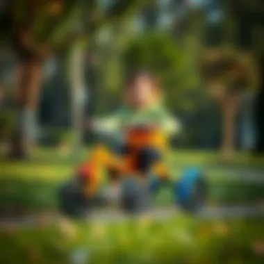 Child riding a three-wheeled bike in a park