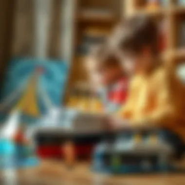 Children Engaged with Titanic Toys Children playing with Titanic-themed educational toys