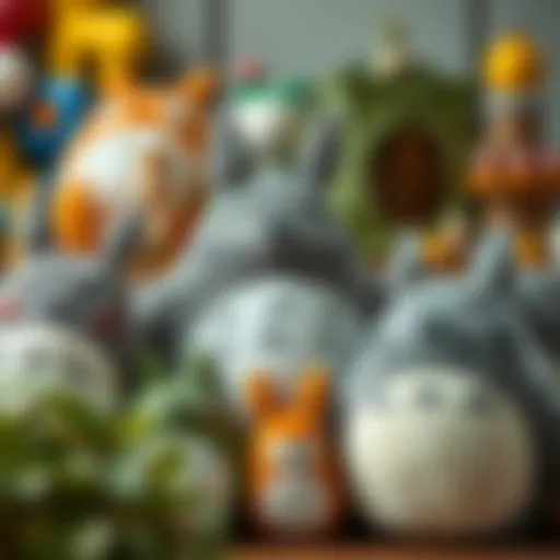 A collection of colorful Totoro plush toys showcasing various designs