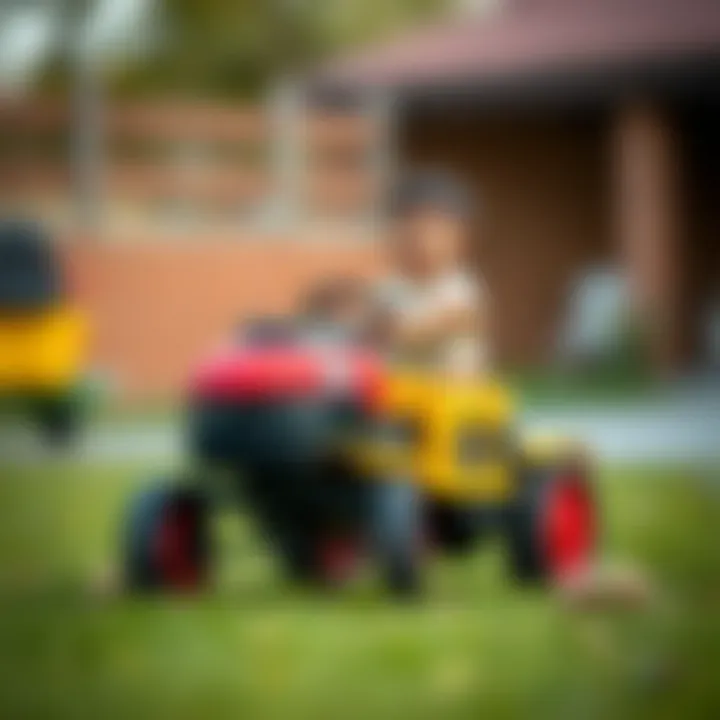 Child Riding Pedal Tractor Child riding a pedal tractor joyfully