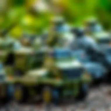 Diverse Toy Military Vehicles A vibrant collection of toy military vehicles stimulating creativity