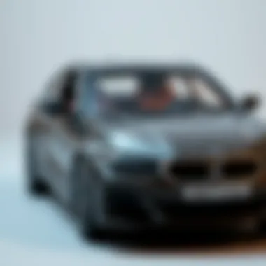 Close-up of a sleek toy BMW car showcasing its design