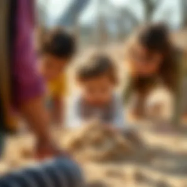 Parental guidance during a dust play session in Ankara