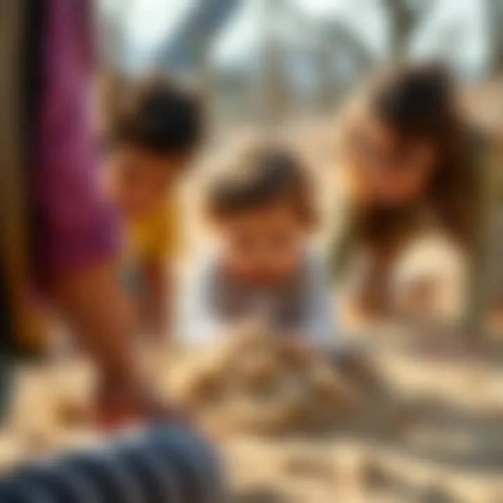 Parental guidance during a dust play session in Ankara