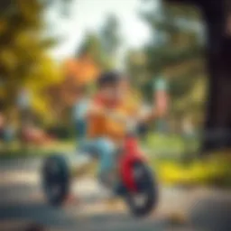 A child riding a tricycle in a park
