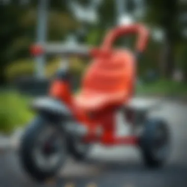 Close-up of a tricycle showcasing its safety features