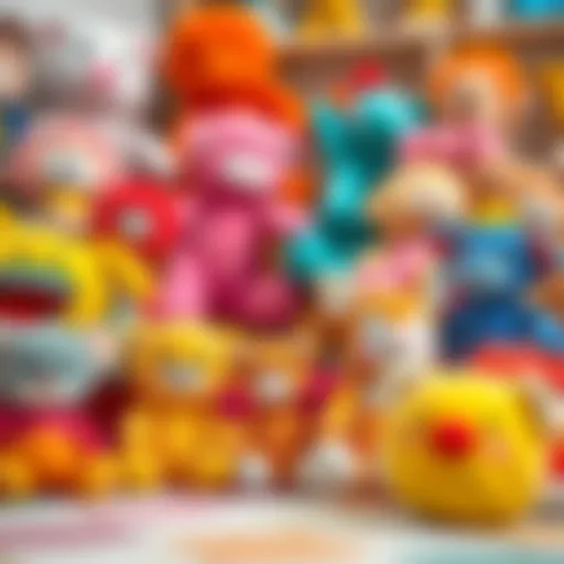 Colorful plush toys in a child's playroom
