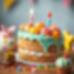 Delightful cake decorated with colorful themes for a toddler's birthday celebration