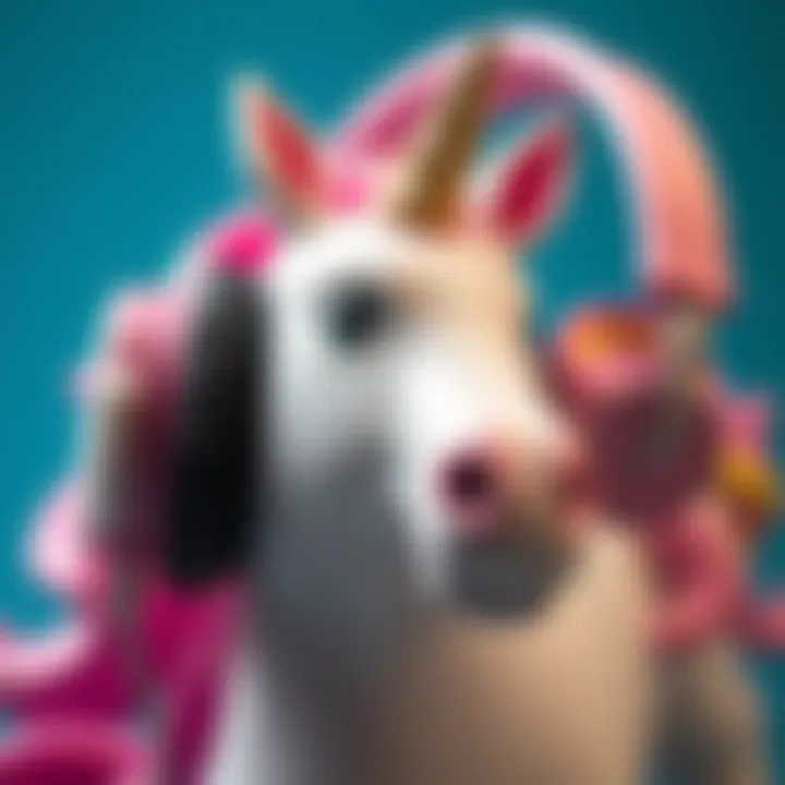 Close-up of the features of unicorn headphones