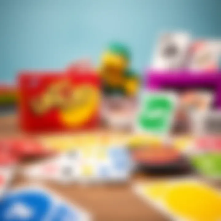Colorful Uno cards spread out on a table