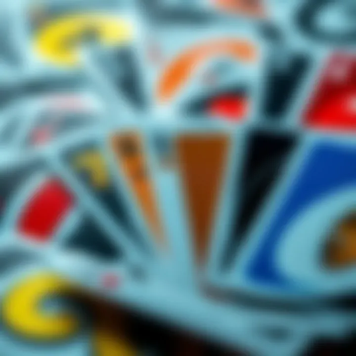 Close-up of different types of UNO cards