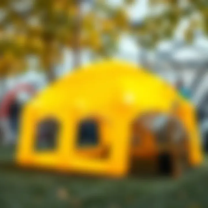 Various inflatable tent designs for outdoor events