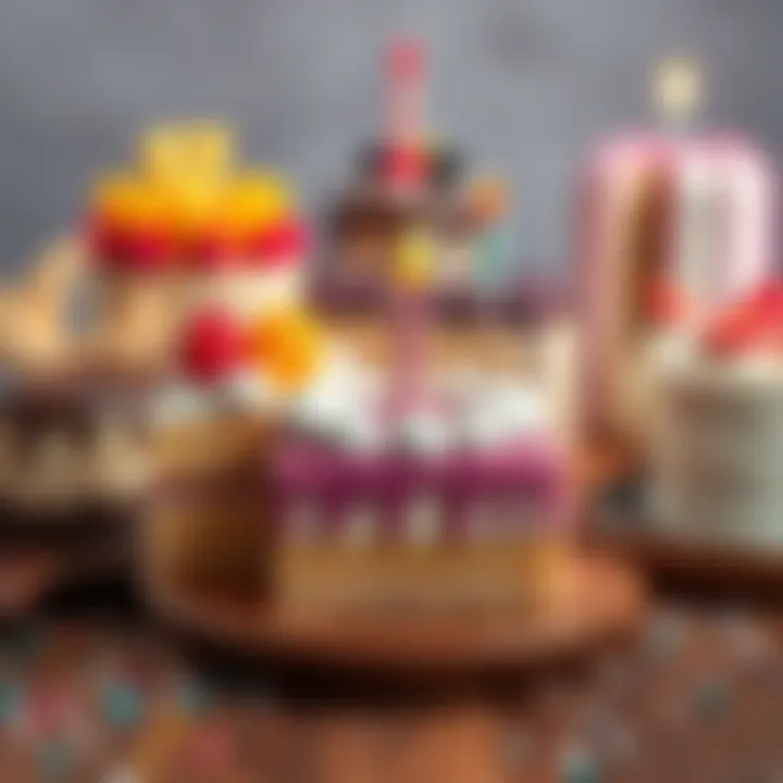A variety of birthday cakes showcasing different designs and flavors