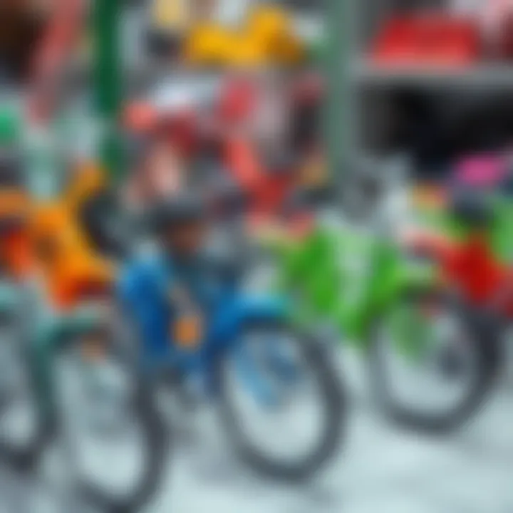 Variety of four-wheeled bicycles displayed