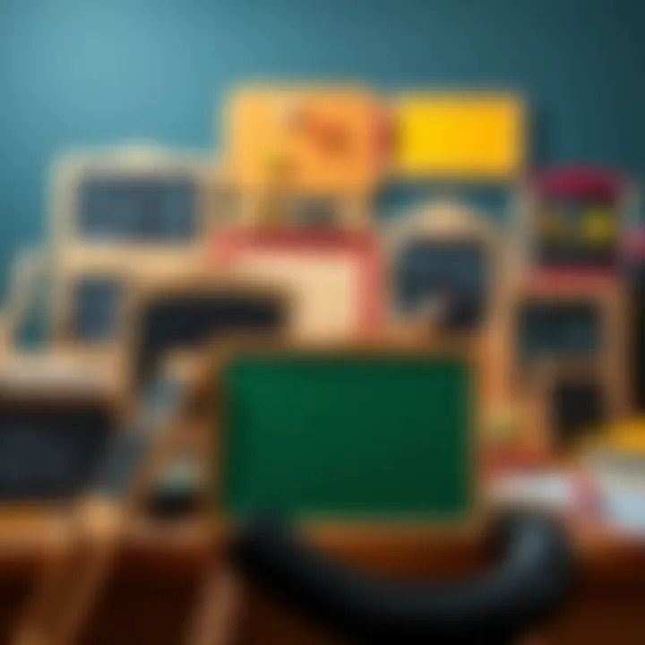 An array of different types of writing boards for children.