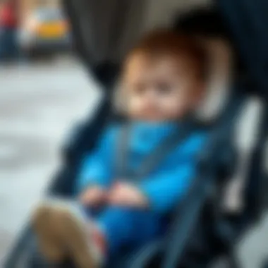 Child comfortably seated in a Volkswagen stroller