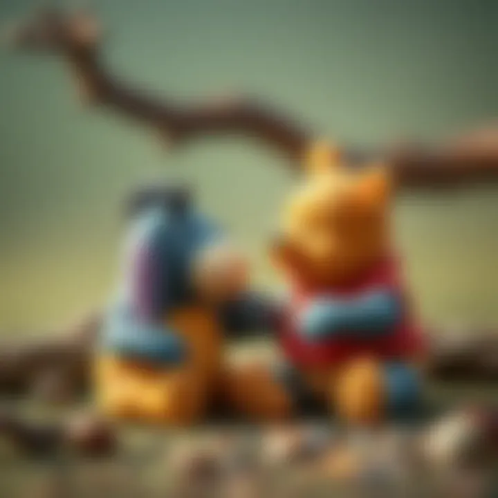 Illustration of the friendship between Winnie the Pooh and Eeyore