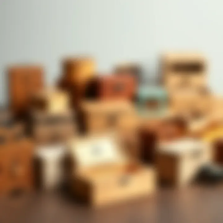 Diversity in Design: A Collection of Wooden Boxes Various wooden boxes showcasing different designs and sizes