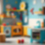 Colorful toy kitchen set encouraging imaginative play