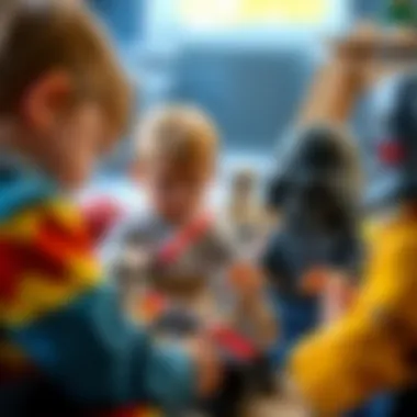 Children Engaged in Star Wars Lego Adventure An engaging scene depicting children immersed in a Star Wars themed Lego playtime