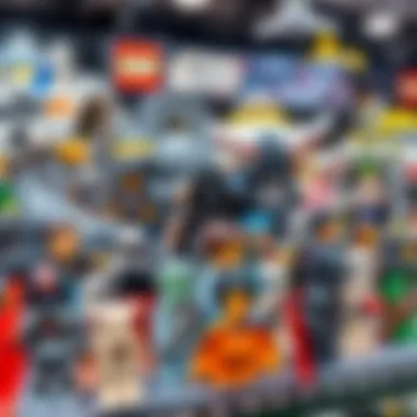 Diverse Star Wars Lego Sets on Display A colorful display of various Star Wars Lego sets showcasing characters and ships